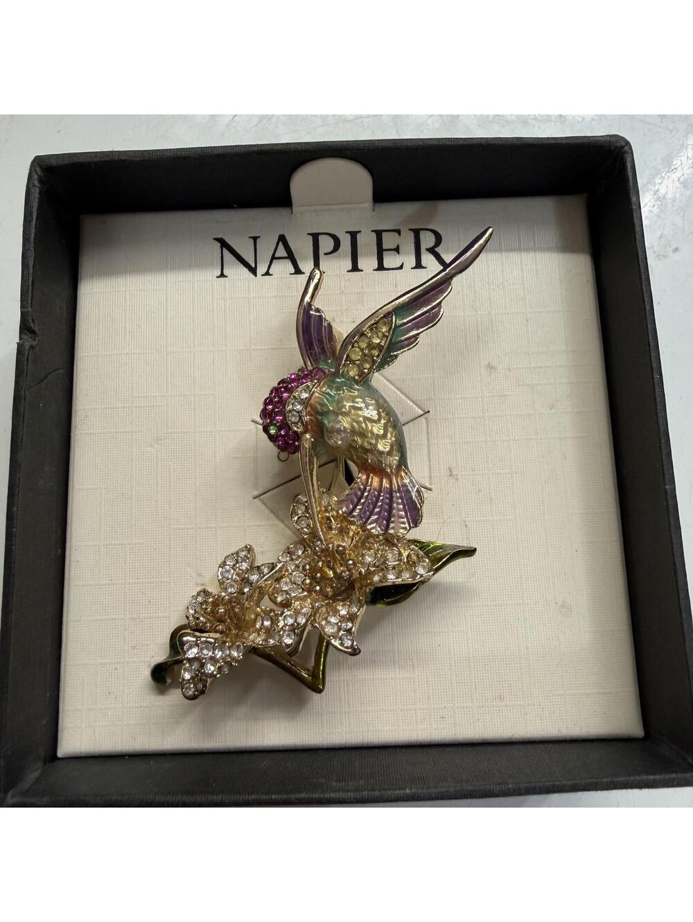 Napier enamel rhinestone humming bird brooch